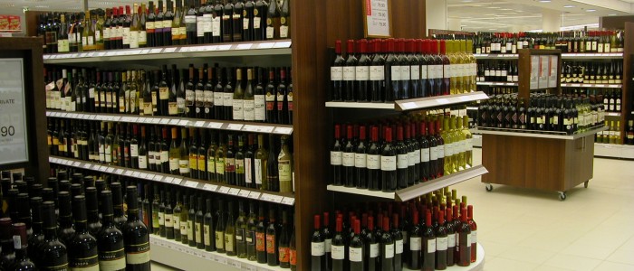 wine department wall and end shelving