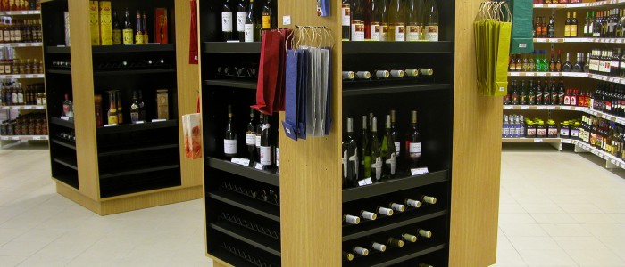 wine store shelving unit for bottles