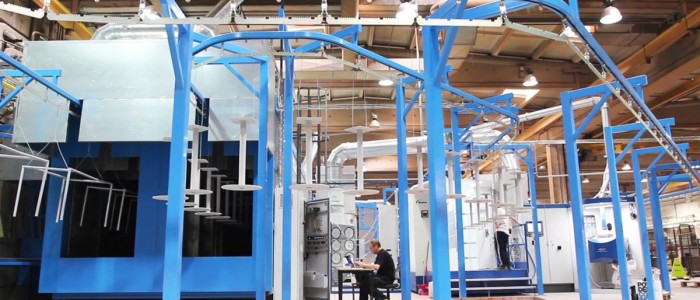 Powder coating of metal parts