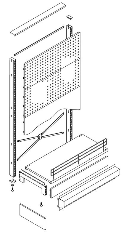 metal retail shelving in grocery store